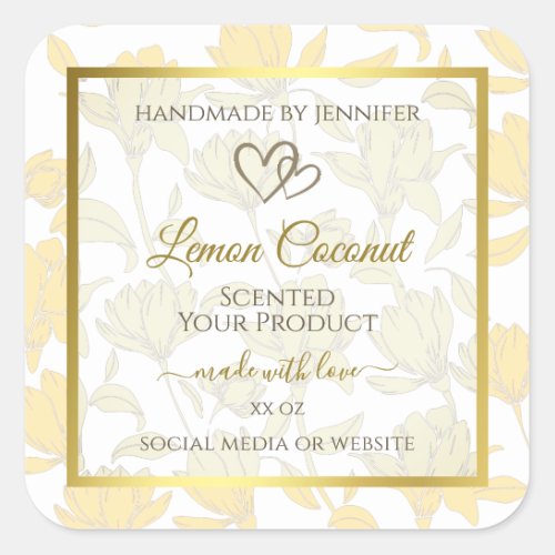 Pastel Yellow Floral with Gold Frame Product Label