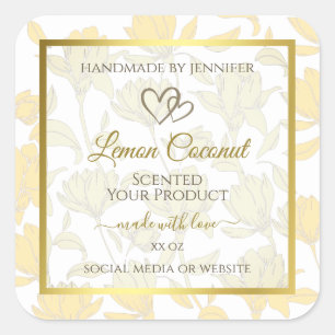Pastel Yellow Floral with Gold Frame Product Label