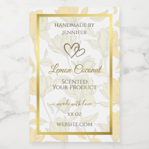 Pastel Yellow Floral with Gold Frame Product Label