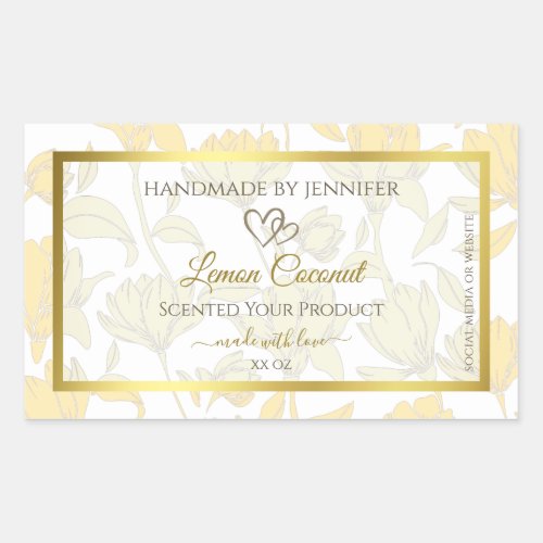Pastel Yellow Floral with Gold Frame Product Label