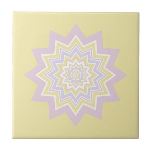 Pastel yellow geometric ceramic tile