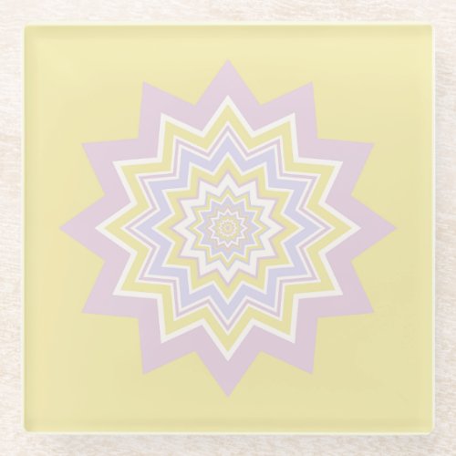 Pastel yellow geometric patterned coaster