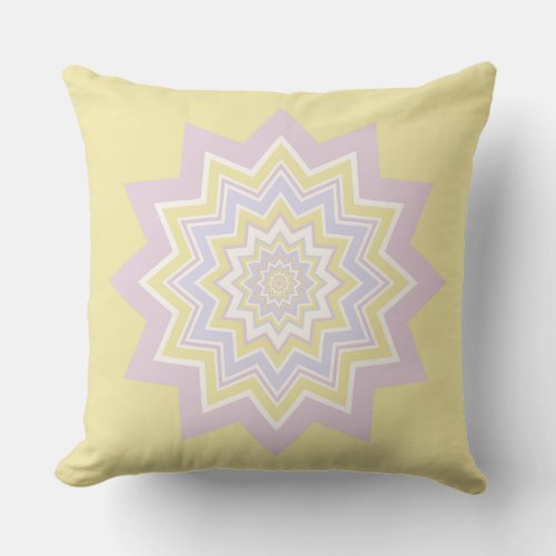 Pastel yellow geometric patterned throw pillow