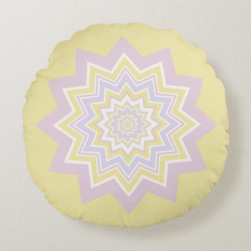 Pastel yellow geometric round pillow