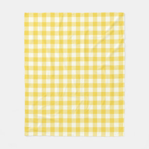Pastel Yellow Gingham Buffalo Check Plaid Pattern  Fleece Blanket