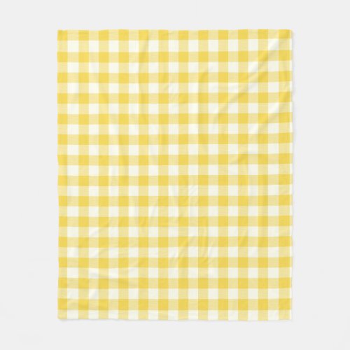 Pastel Yellow Gingham Buffalo Check Plaid Pattern  Fleece Blanket