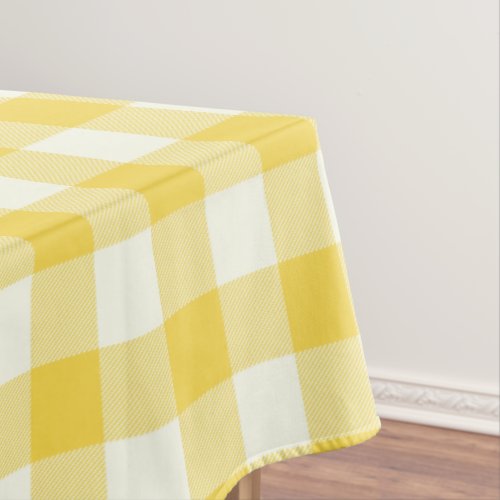 Pastel Yellow Gingham Buffalo Check Plaid Pattern Tablecloth