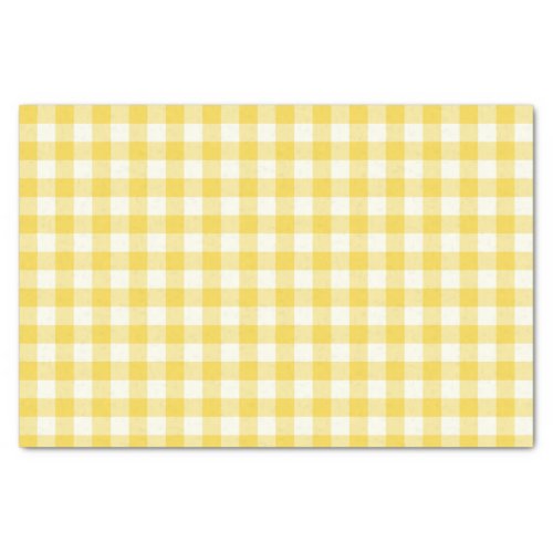 Pastel Yellow Gingham Buffalo Check Plaid Pattern  Tissue Paper
