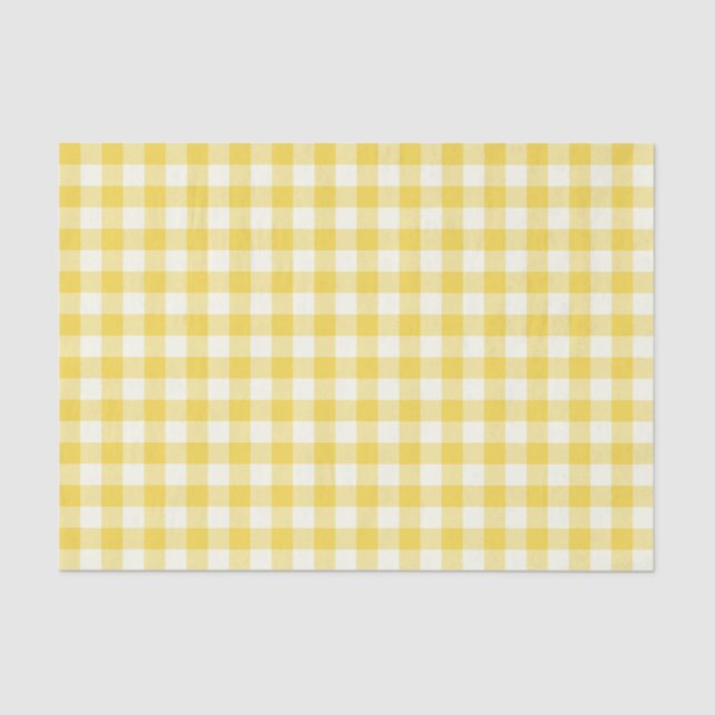 Pastel Yellow Gingham Buffalo Check Plaid Pattern  Tissue Paper (Front)