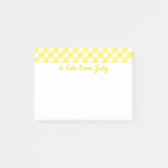 Pastel Yellow Gingham Pattern Notes (Front)