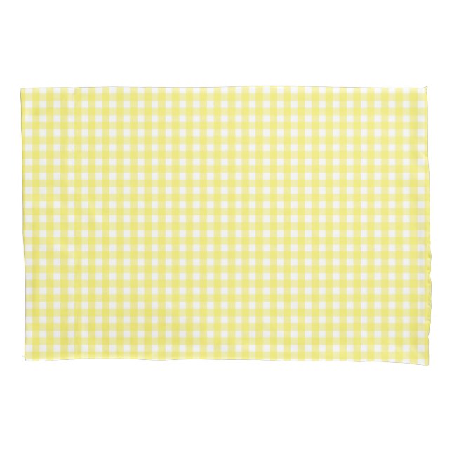 Pastel Yellow Gingham Pattern Pillow Case (Front)