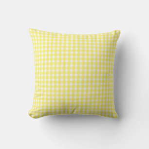 Pastel Yellow Gingham Pattern Throw Pillow