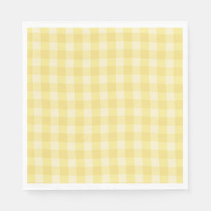 Pastel Yellow Gingham Print Plaid Napkins