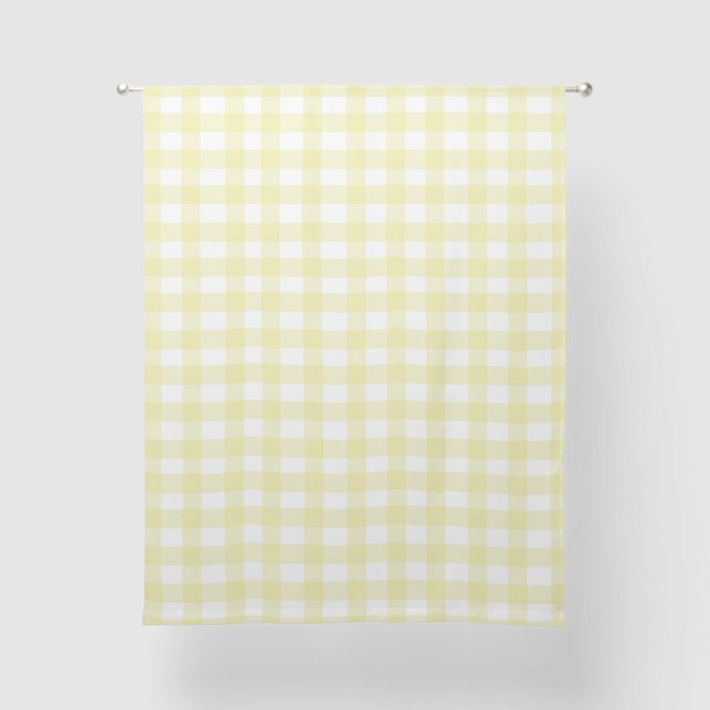 Pastel Yellow Gingham Sheer Curtains (Front)