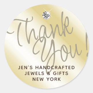 Pastel Yellow Gold Shimmery Sparkle Thank Youd Classic Round Sticker