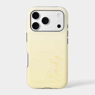 Pastel Yellow Gradient Calligraphy Personalized iPhone 17 Pro Case