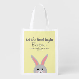 Pastel Yellow Happy Easter Bunny Egg Hunt Tote Bag