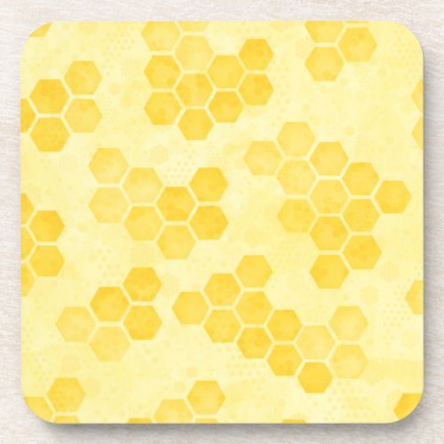 Pastel Yellow Honeycomb Pattern Beverage Coaster