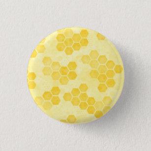 Pastel Yellow Honeycomb Pattern Button