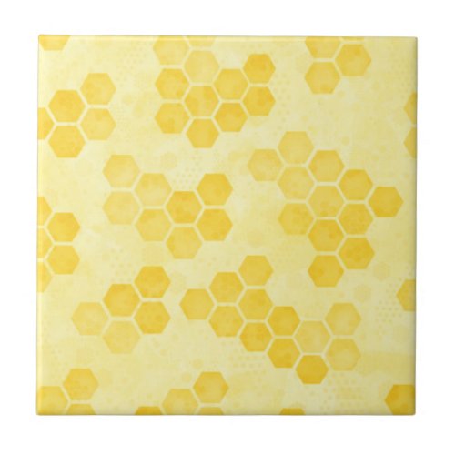 Pastel Yellow Honeycomb Pattern Ceramic Tile