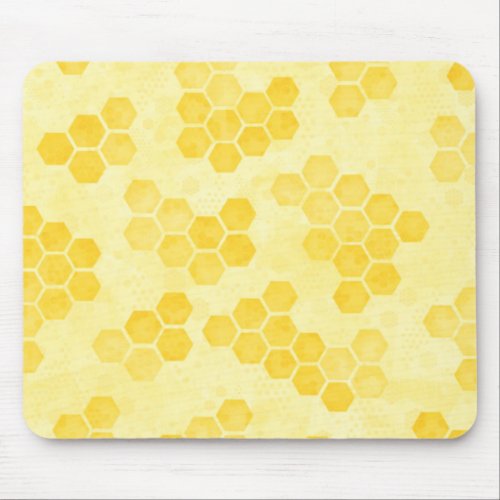 Pastel Yellow Honeycomb Pattern Mouse Pad