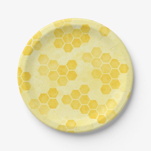 Pastel Yellow Honeycomb Pattern Paper Plates