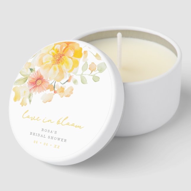 Pastel Yellow Love in Bloom Bridal Shower Mini Candle Favors (Corner)