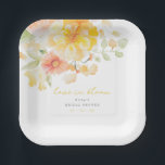 Pastel Yellow Love in Bloom Bridal Shower Paper Plates<br><div class="desc">Butter Yellow Love in Bloom Bridal Shower Napkins Paper Plates with headline in handwritten style font. Personalize with name and date.</div>