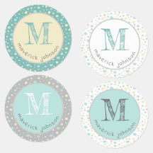 Pastel Yellow Mint Gray Cute Custom Monogram