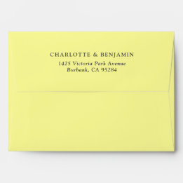 Pastel Yellow Modern Custom Wedding 5.25x7.25 Envelope