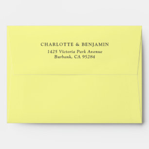 Pastel Yellow Modern Custom Wedding 5.25x7.25 Envelope