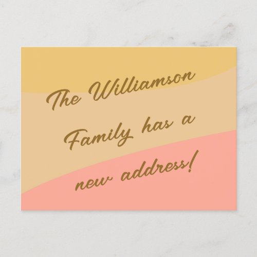 Pastel Yellow Peach Abstract Retro Weve Moved Postcard