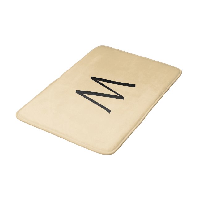 Pastel Yellow Peach Monogram  Bath Mat (Angled)