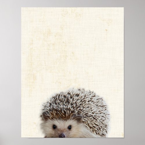 Pastel Yellow Peekaboo Hedgehog Minimalist Nursery Poster