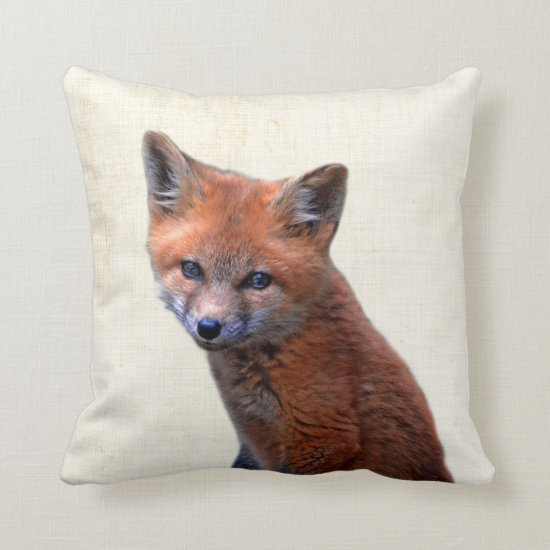 Pastel Yellow Peekaboo Red Fox Minimalist Nursery Throw Pillow