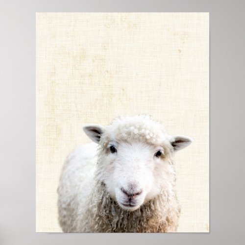 Pastel Yellow Peekaboo Sheep Minimalist Nursery Poster