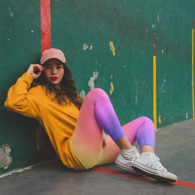 Pastel Yellow Periwinkle Rainbow Ombre Leggings (Creator Uploaded)