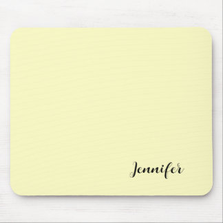 Pastel Yellow Personalized Modern Script Mouse Pad