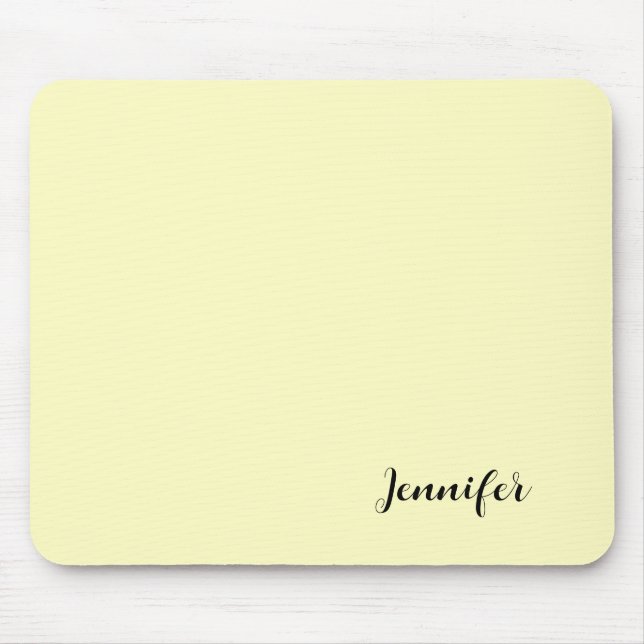 Pastel Yellow Personalized Modern Script Mouse Pad (Front)