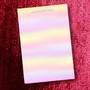 Pastel Yellow Pink Blue Gradient Watercolor Name Post-it Notes