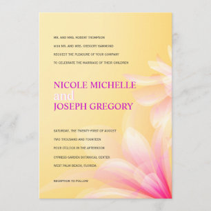Pastel Yellow Pink Floral Wedding Invitations