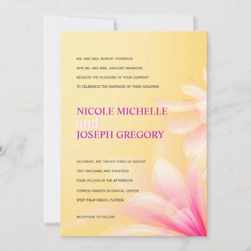 Pastel Yellow Pink Floral Wedding Invitations