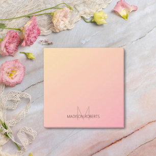 Pastel Yellow Pink Gradient Monogram Post-it Notes