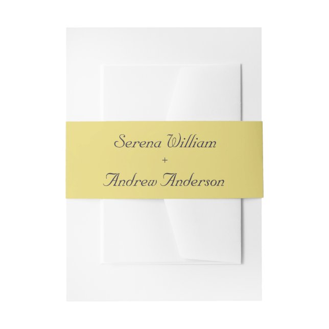 Pastel Yellow Plain Modern Simple Wedding Invitation Belly Band (Front Example)