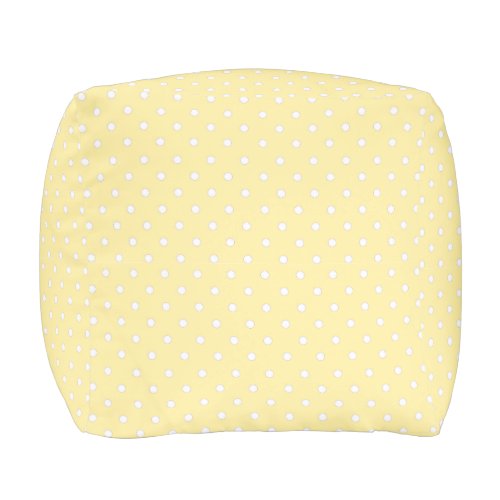 Pastel Yellow Polka Dot Pattern Pouf