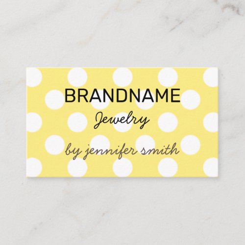 Pastel Yellow Polka Dots Dotted Handmade Jewelry Business Card