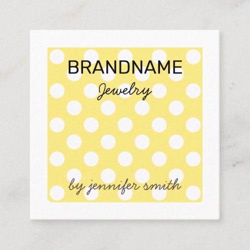 Pastel Yellow Polka Dots Handmade Jewelry Display Square Business Card