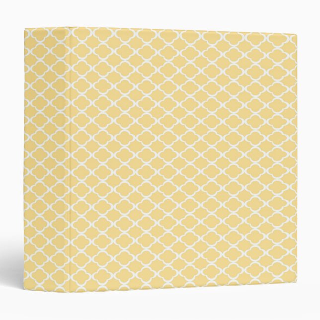 Pastel Yellow Quatrefoil 3 Ring Binder (Front/Spine)