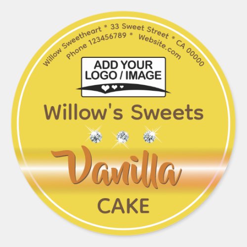 Pastel Yellow Rhinestone Cupcake Cake Pastry Label