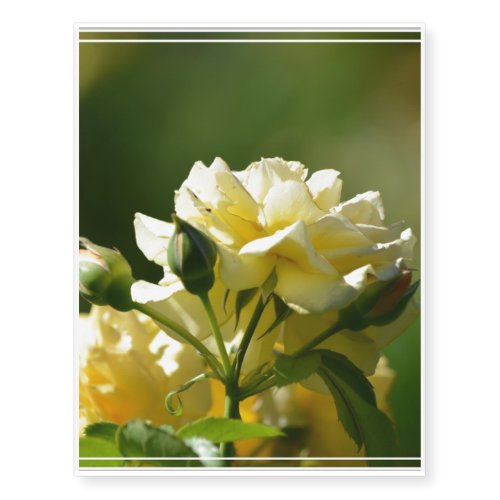 Pastel Yellow Rose Bush Temporary Tattoos